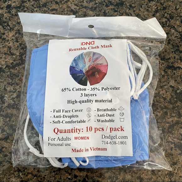 10 Pcs Daisy DND Reusable Cloth Adult Face Masks Blue - Picture 7 of 8